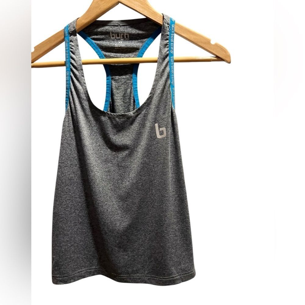 ™ Women’s Gray Racerback Tank with Blue Trim